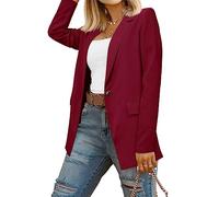 CRAZY GRID Damen-Blazer mit gefütterter professioneller Arbeitsjacke mit Taschen, 1 Tango, Rot, normale Größe, M