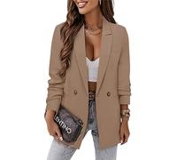 CRAZY GRID Damen Business Freizeit Blazer Jacke Mode mit gefütterter Arbeit Professionelle Anzugjacke, Khaki, L