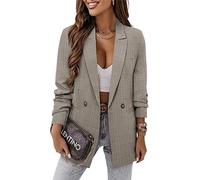 CRAZY GRID Damen Business Freizeit Blazer Jacke Mode mit gefütterter Arbeit Professionelle Anzugjacke, Orange Plaid, L