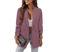 CRAZY GRID Damen Business Freizeit Blazer Jacke Mode mit gefütterter Arbeit Professionelle Anzugjacke, Lila Pulver, XL