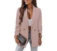 CRAZY GRID Damen Business Freizeit Blazer Jacke Mode mit gefütterter Arbeit Professioneller Anzugjacke, Pink, XL