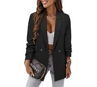 CRAZY GRID Damen Business Freizeit Blazer Jacke Mode mit gefütterter Arbeit Professioneller Anzugjacke, Schwarz, XXL