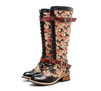 CrazycatZ Damen Leder Stiefeletten lange Bunte Stiefel vintage Stiefele (2103, eu_footwear_size_system, adult, women, numeric, medium, numeric_42)