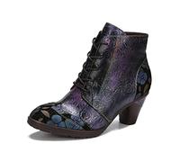 CrazycatZ Damen Stiefeletten mit Absatz Leder stiefeletten Bunte Stiefele Ankle Boots Colorful Boots (Purple, eu_footwear_size_system, adult, women, numeric, medium, numeric_42)