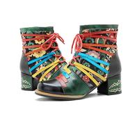 CrazycatZ Damen Stiefeletten mit Absatz Lederstiefeletten vintage Stiefele Ankle Bootie (0609, 41)