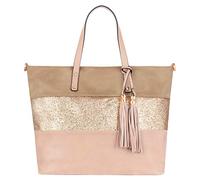 CRAZYCHIC - Damen Streifen Pailletten Handtasche - Tote Shopper Weiches PU Leder - Schultertasche Umhängetasche - Casual Multicolor Gestreift Große Kapazität - Arbeit Schule Strand Shopping - Rosa