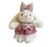 Crazyview Fluffy Bunny Keychain, Soft Cute Bunny Keychain Artificial Rabbit Plush Pom Pom Key Ring Gifts for Women1 (Pink C)