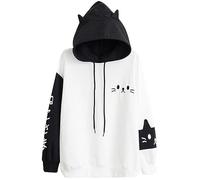 CRB Fashion Kapuzenpullover für Damen und Mädchen, niedlicher Kawaii-Bär, Kapuzenpullover, Oberteil - Weiß - Einheitsgröße