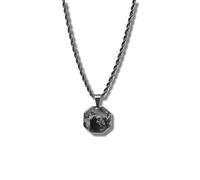 CRBNCNCPT® Kette mit Carbon Fiber Oktagon Anhänger | Schwarze Edelstahlkette | Rope Chain | Edle Männer Halskette | Kohlenstoff 8 Eck - Dog Tag | Herren Schmuck (Forged Carbon)