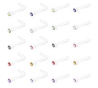 Crdifu 20stk Nasenpiercing Stecker Retainer Nasenstecker Spirale L Form Bioflex Kunststoff Piercing Nase mit Stein