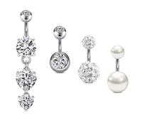 Crdifu Bauchnabelpiercing mit Stein 14G 6mm Chirurgenstahl Silber Piercing Bauchnabel Herz 1,6mm Bauchpiercing