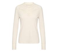 Cream Damen Top Lace Details Jersey Lang Sleeves Slim Fit Bluse, Eggnog, Small