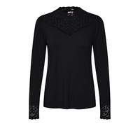 Cream Damen Top Lace Details Jersey Lang Sleeves Slim Fit Bluse, Pitch Black, XXL