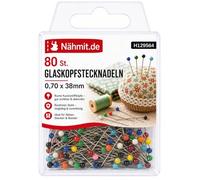 CreaStyle - Glaskopf Stecknadeln BUNT 0,70 x 38mm / 80St.