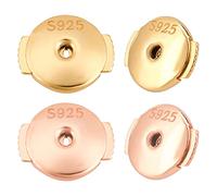 CREATCABIN 1 Box 2 Paar Verschließbare Ohrringverschlüsse Für Ohrstecker Sicher 925 Ohrmuttern Aus Sterlingsilber Hypoallergen Ersatzträger Sicher Für Ohrstecker, (Gold & Roségold)