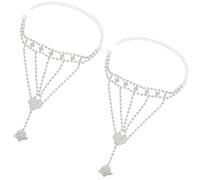 CREATCABIN 2 Stück Silberarmband Mit Ring Und Integrierter Kette Herz Funkelnde Fingerlose Strasshandschuhe Kette Verstellbare Brauthandkette Schmuckzubehör Für Frauen Für Hochzeit Abschlussball Party
