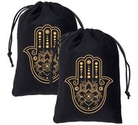 CREATCABIN 2 Stück Tarotkarten Taschen Beutel Mit Kordelzug Tarotkarten Halter Samtbeutel Zur Aufbewahrung Tarot Decks Schwarze Palm Lotus Tarot Schmuckverpackungsbeutel Für Kristalle Würfel 13x18cm
