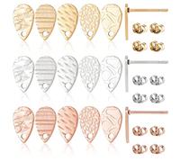 CREATCABIN 30 Stück Tropfen-Ohrstecker Zubehör 15 Stile Strukturierte Ohrring-Stifte Ohrstecker Comp1nts Ohrring Mit Schlaufe Edelstahl Für DIY-Ohrring-Schmuckherstellung 6x10mm (Silber/Gold/Roségold)