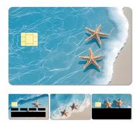 CREATCABIN 4 Stück Kreditkarten/Debitkartenaufkleber Mit Seestern Motiv Personalisierbares Kartendekor Wasserdicht Bankkarte Schützend RFID Blockierender Aufkleber Für Kreditkarteninhaber 5.4x8.6cm