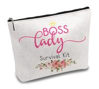 CREATCABIN Boss Lady Survival Kit,Segeltuch-Make-Up-Taschen,Kosmetiktasche,Mehrzweck-Stiftetui Aufbügeln,Metallreißverschluss,Sublimationsrohlinge,Tasche,Geldbörse,Beutel Für,Reisen,Schule,25x18cm