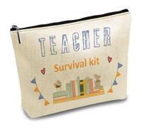 CREATCABIN Kosmetiktasche Für Lehrer Canvas Überlebensset Tasche Reißverschluss Schulbücher Rechteckig Polyester Kleine Make Up Reise Aufbewahrungstasche Für Kosmetik Abschluss Dankesgeschenk 18x25cm