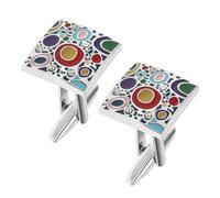 Create idea 1 Paar Herren Manschettenknöpfe Bunte Regenbogen-Motiv Klassisch für Männer Vater Bräutigam Kleidung Deko Versilbert