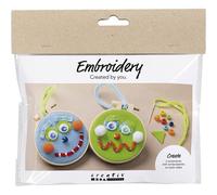 Mini DIY Stickerei-Set, Gesichter, blau, grün, 1 Pk.