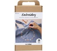 Creativ Company DIY Sets Sticken & Nadelstanzen Kreativ Set Sticken, Taubenblau, Einkaufstasche, Kreativ Box