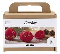 Creativ Company DIY-Häkelset Weihnachtskugeln – 2 Stück, Rot