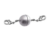 Creative-Beads Magnetverschluss für Ketten, Kugel, rund 15mm 3 Stück mit 2 Edelstahlkarabiner silber matt zusätzlicher Verschluß für Halsketten und Schmuck