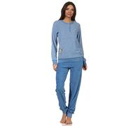 Creative by Normann Damen Frottee Pyjama Schlafanzug mit Bündchen und süsser Tier Applikation - 202 201 13 112, Farbe:hellblau, Größe2:48/50