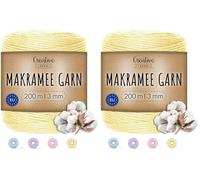 Creative Deco 200m Pastel Gelb Makramee Garn Baumwoll Polyester | 656 Fuß | 2-3 mm Dicke | Baumwollkordel Baumwollschnur Baumwollgarn Kordel Baumwolle Cord Große Seil Rolle Starke | Handwerk Stricken