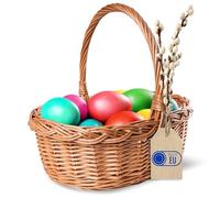 Creative Home Osterkorb Picknickkorb Weidenkorb mit Henkel Einkaufskorb | 35 x 30 x 35 cm (+/- 1 cm) | Groß Leicht | Naturbraun | Handgeflochten | Universell Langlebig Geflochten | Osterkörbchen