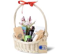 Creative Home Osterkorb Weiß Oval Einkaufskorb Weidenkorb Schrägem mit Henkel | 37 x 30 x 37 cm (+/- 1cm) | Mittelgroß und Leicht | Handgeflochten | Universell Geflochten | Osterkörbchen