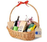 Creative Home Weihnachtskorb Oval Einkaufskorb Weidenkorb Schrägem mit Henkel | 45 x 32 x 43 cm (+/- 1 cm) | Groß Leicht | Handgeflochten | Universell und Langlebig Groß Geflochten | Osterkörbchen