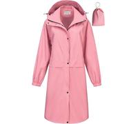 CREATMO US Damen Lange wasserdichte Regenmäntel Leichte Regenjacke Packbarer Windbreaker mit Abnehmbarer Kapuze