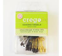Crego Sicherheitsnadeln schwarz/silber/gold 19-38mm 36 Stück