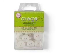 Crego Wäscheknöpfe 15mm weiß 18 Stück (11,06 € pro 100 Stk)