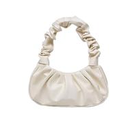 Creme-Tasche für Frauen - Handtasche, aufgeblasen, plissierte Wolken | schicke Umhängetasche mit Reißverschluss, modische Handtasche, weich, für Hochzeit, Datum, Shopping, Tasche, weiß, Se référer au