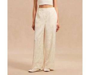 Cremefarbene Satin Culotte-Schlafhose - Muster Loungehose elegante Homewear Hochzeitsartikel
