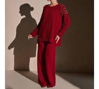 "Cremefarbener Strickpullover und Hose mit weitem Bein Ensemble",Co Ord Sets für Damen,Loungewear Set,Winter Co Ord Set,Co Ord,Winterkleidung für Dame