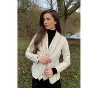 Cremefarbenes 2-teiliges Set aus Blazer und Weste aus Wollmischung und Tweed für Damen EU 36 / UK 8