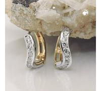 Creole 12x3mm Klappscharnier bicolor Zirkonias, 9Kt GOLD