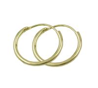 Creole 15x1,1mm Drahtcreole Steckverschluss glänzend 9Kt GOLD