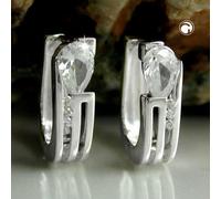 Creole 15x4,6mm Klappscharnier Zirkonias weiß Silber 925