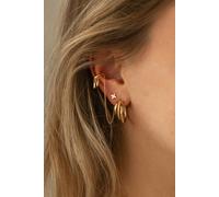 Paar Creolen CAÏ "925 Silber vergoldet Triple Design mit Zirkonia" Ohrringe Gr. ONE-SIZE, Silber 925 (Sterlingsilber), gelb (gelb, zirkonia) Damen Creolen (53440149-0)