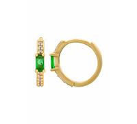 Cai Creole 925 Sterling Silber Gelb Vergoldet Baguette Stein Grün Zirkonia 925/- Sterling Silber Zirkonia 1,3Cm Glänzend