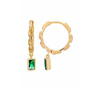 Cai Creole 925 Sterling Silber Vergoldet Kettendesign Baguette Anhänger Grün 925/- Sterling Silber Glasstein Grün 2,5Cm Glänzend