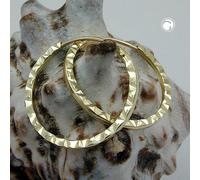 Creole Ohrring 17x1mm Steckverschluss Muster glänzend diamantiert 9Kt GOLD