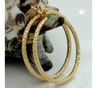 Creole Ohrring 23x1,5mm Bügelverschluss Muster glänzend diamantiert 9Kt GOLD